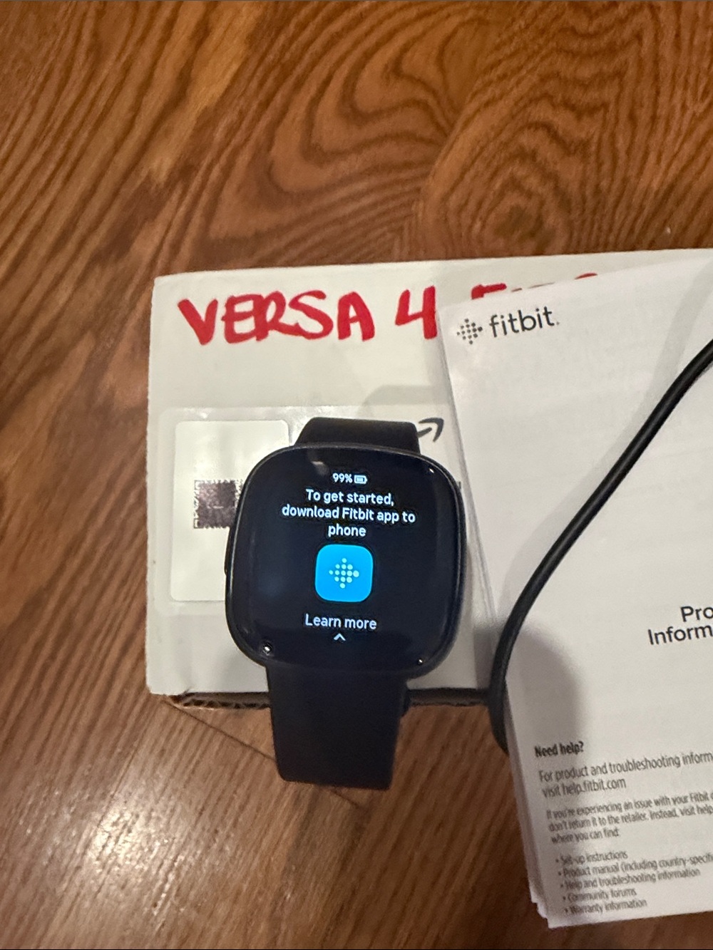 fitbit Versa 4 Smartwatch in Black with Black Band - Picture 3 of 5